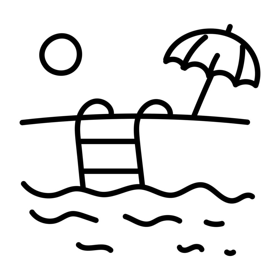 een visueel aantrekkelijk icoon van een zwembad, doodle vector