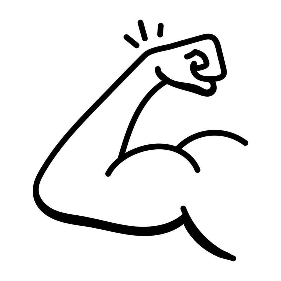 bodybuilder biceps, handgetekende pictogram vector