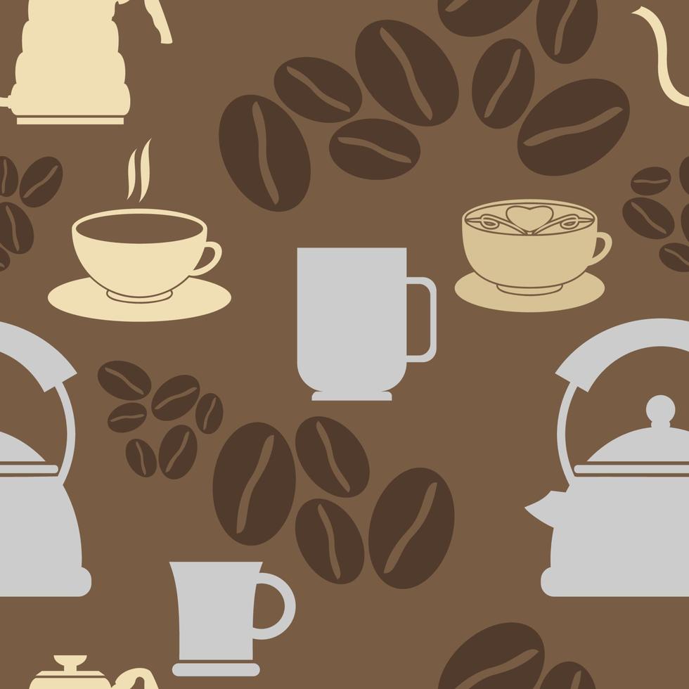bewerkbare vectorillustratie van koffieapparatuur naadloos patroon voor het creëren van achtergrond van café-gerelateerd ontwerp vector