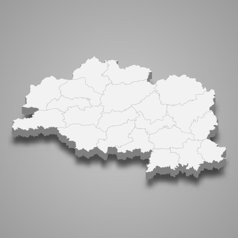 3D-kaart van vitebsk oblast is een regio van wit-rusland vector