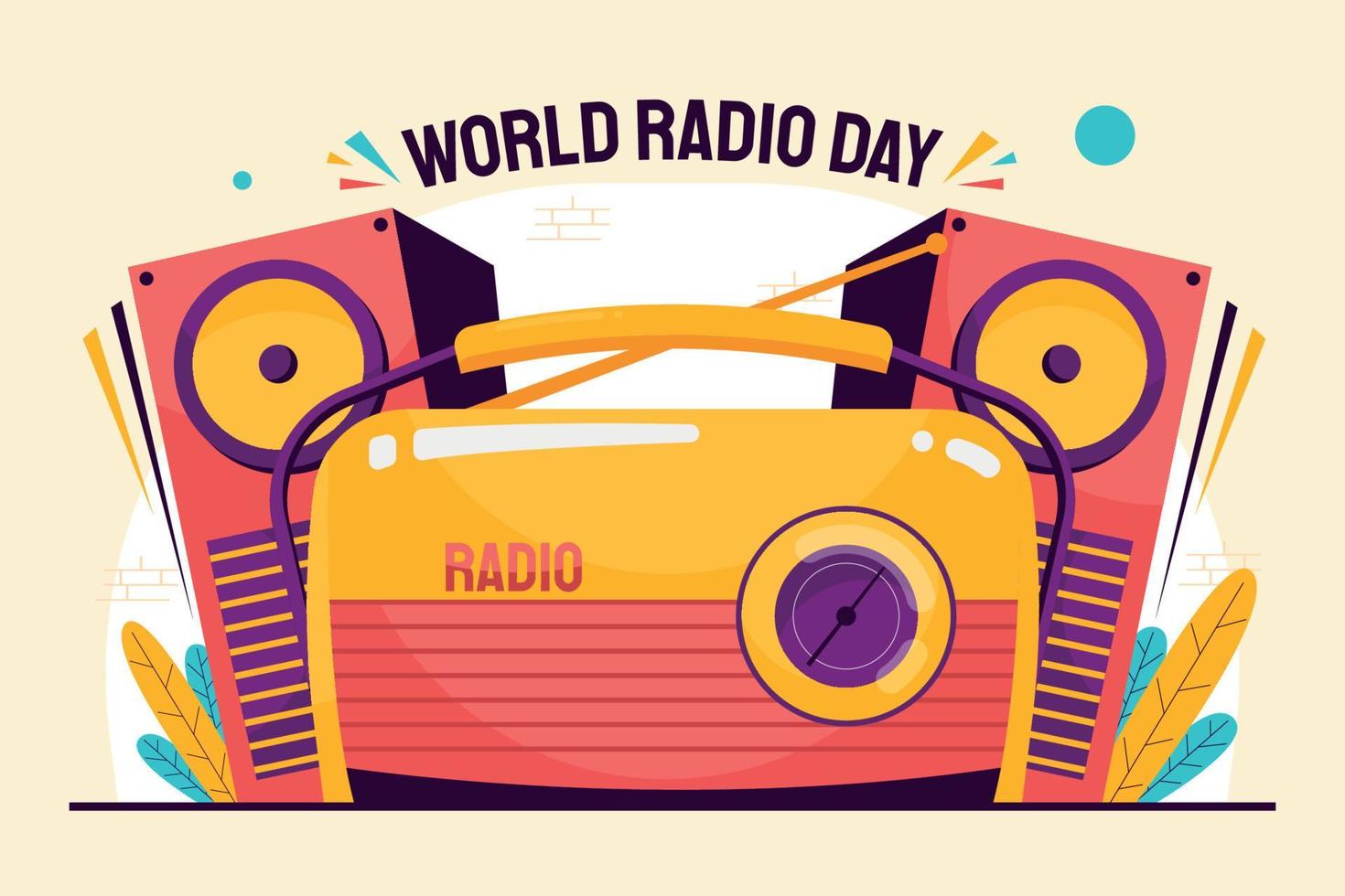 wereld radio dag vlakke afbeelding vector