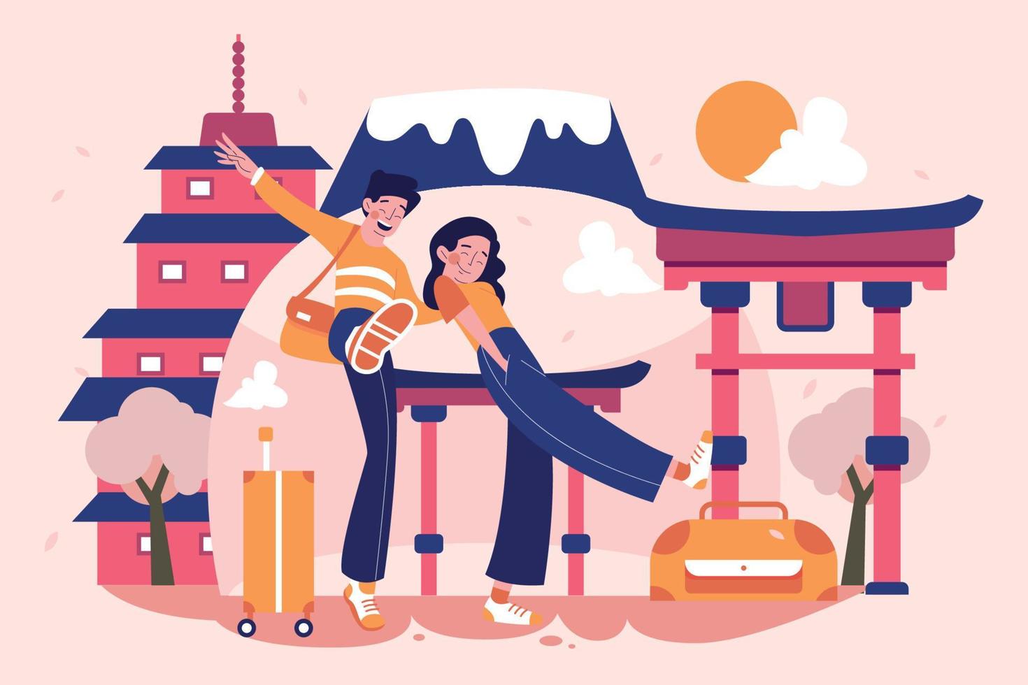 beste vriend reis naar japan illustratie vector