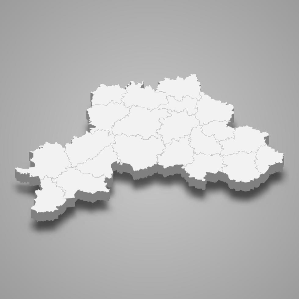 3D-kaart van Mogilev oblast is een regio van Wit-Rusland vector