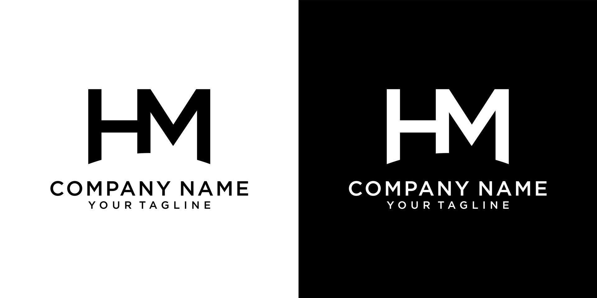 hm of mh beginletter logo ontwerpconcept. vector