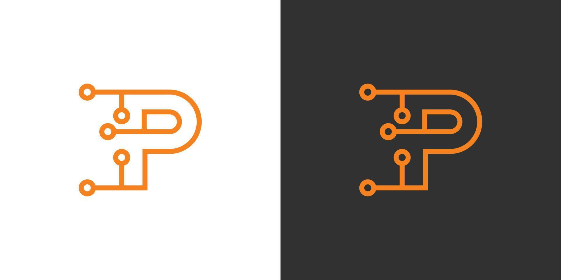 eerste letter p logo technologie vector ontwerp.