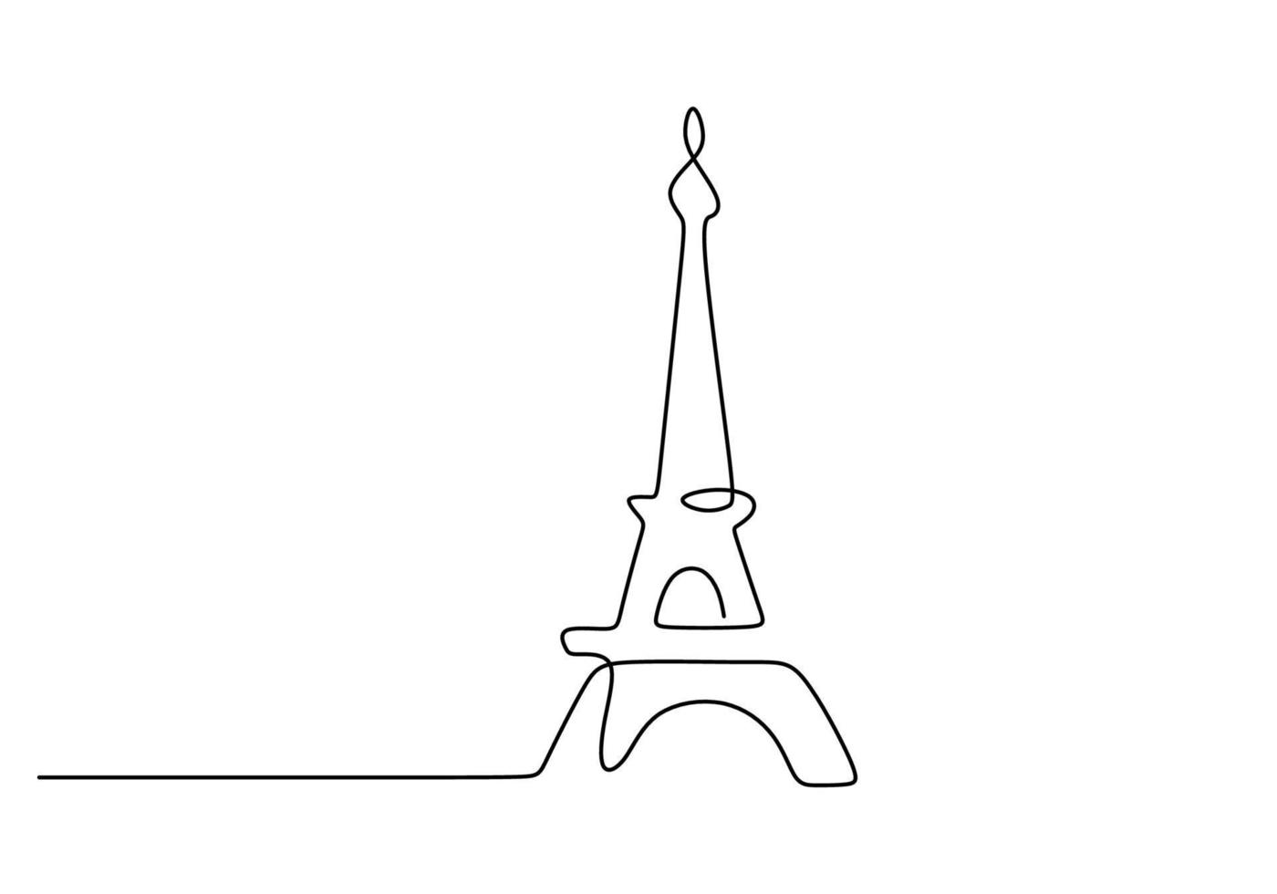 één doorlopende enkele lijn van beroemd gebouw zoals de Eiffeltoren vector