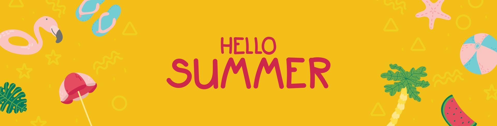 abstracte kleurrijke zomer banner achtergrond met strand versieren. zomer horizontale heldere banner. vector