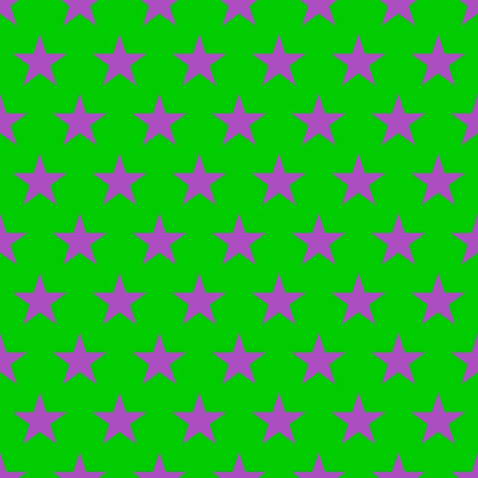 naadloze achtergrond met paarse sterren patroon op groene achtergrond. vector