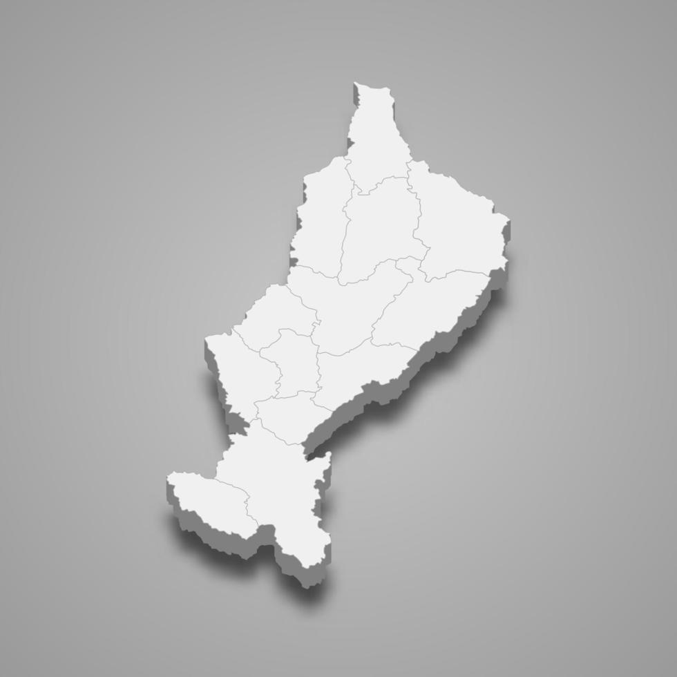 3D-kaart van lampang is een provincie van thailand vector