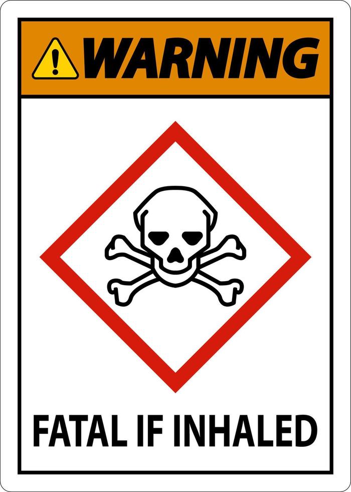 waarschuwing fataal in geïnhaleerd teken op witte achtergrond vector