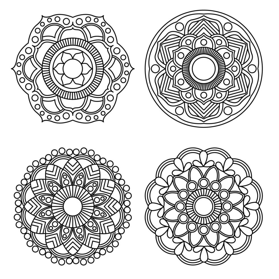 mandala kleuren bloemen en bloemen mandala ronde ornament 4 stijl vector