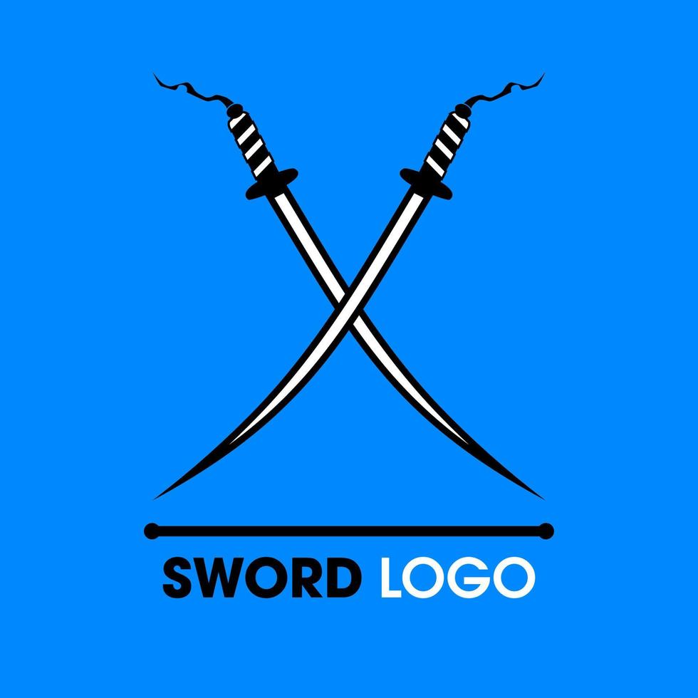 twee zwaard vector logo, strijd vintage zwaard. dubbel katana-logo