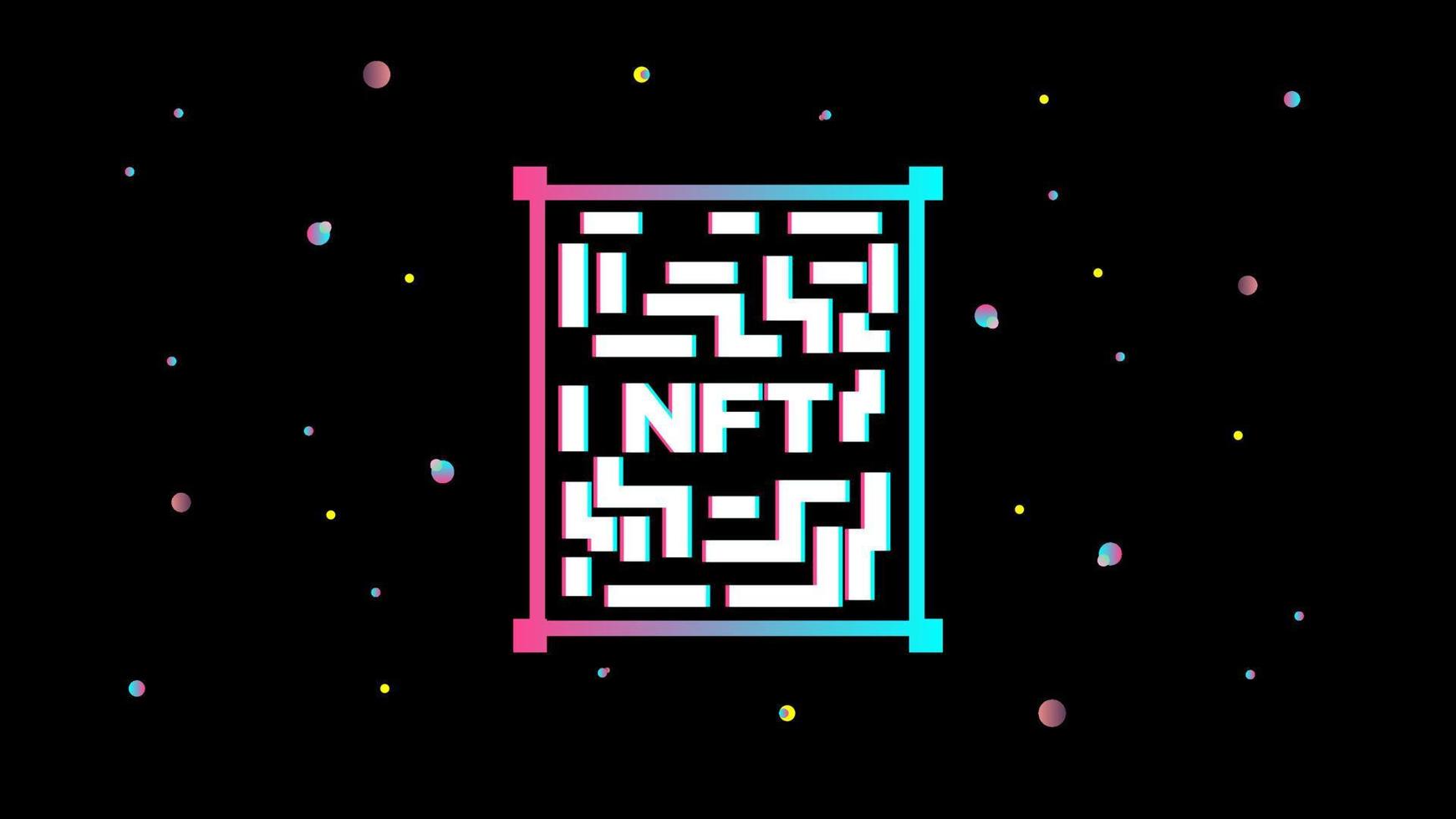 nft typografie niet-fungible token, creatieve cryptokunst, collectible digitale token, digitaal kunstconcept. vector