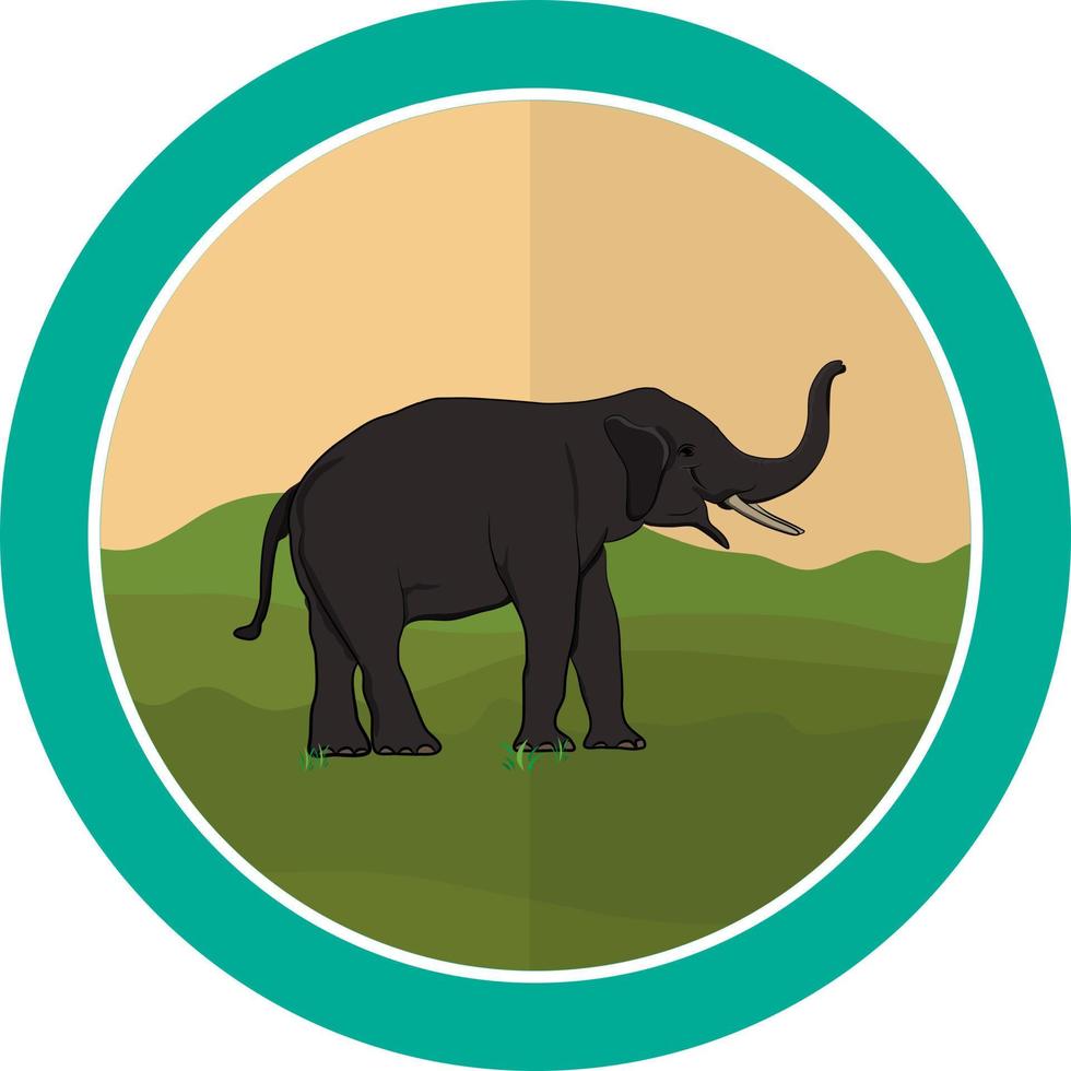 grafisch ontwerp logo olifant staande met berg achtergrond vectorillustratie vector