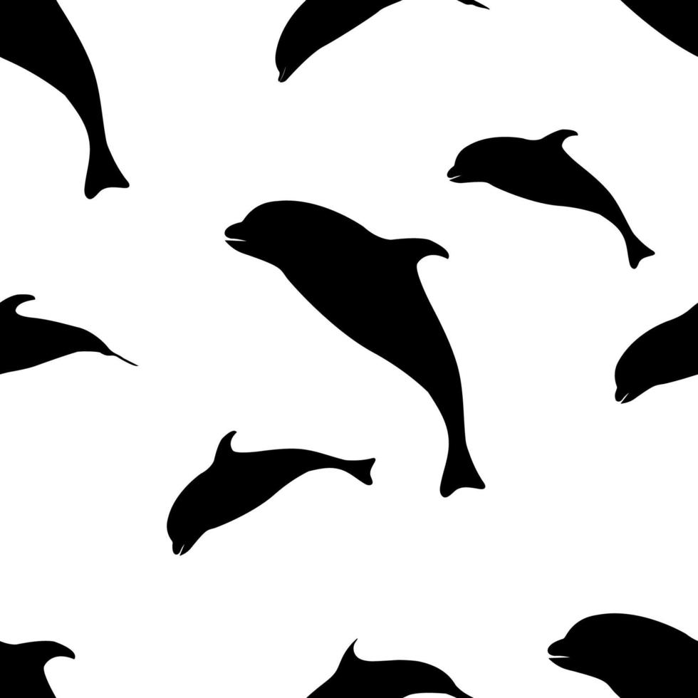 naadloze silhouet dolfijn vis springen vectorillustratie vector