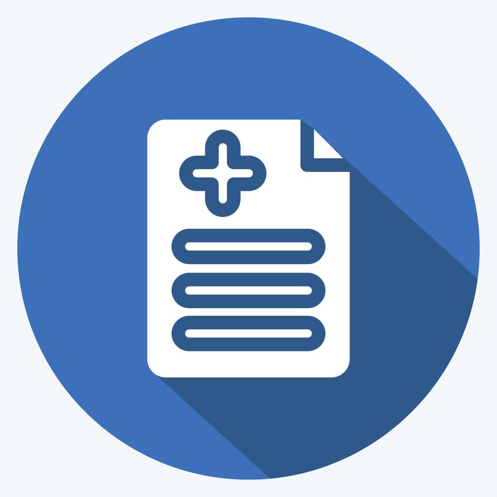 pictogram medisch rapport. geschikt voor medicijnsymbool. lange schaduwstijl. eenvoudig ontwerp bewerkbaar. ontwerp sjabloon vector. eenvoudige illustratie vector