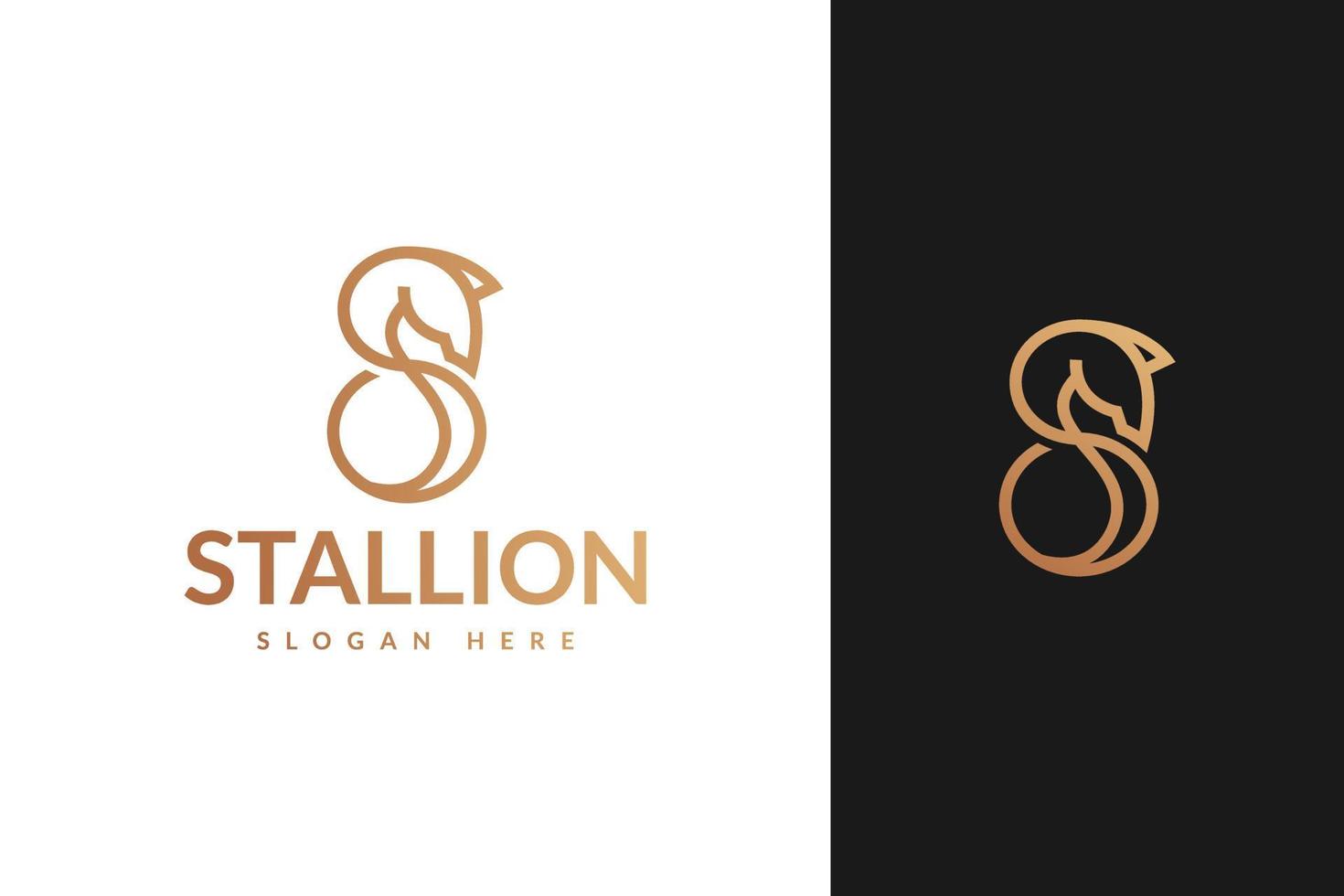 letter s hengst paard met lijn overzicht monoline stijl logo ontwerp vector
