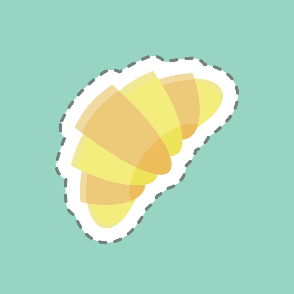 sticker lijn gesneden croissant. geschikt voor bakkerijsymbool. eenvoudig ontwerp bewerkbaar. ontwerp sjabloon vector. eenvoudige illustratie vector