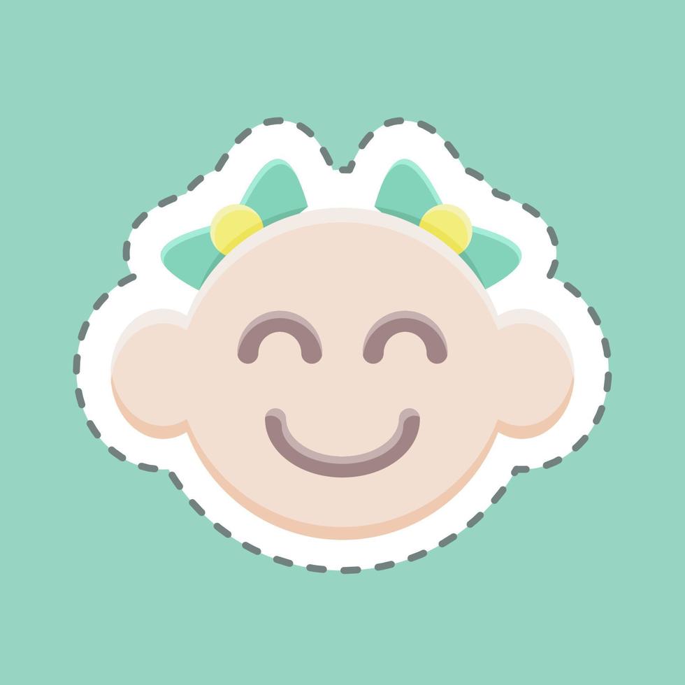 sticker lijn gesneden baby meisje. geschikt voor kinderen symbool. eenvoudig ontwerp bewerkbaar. ontwerp sjabloon vector. eenvoudige illustratie vector