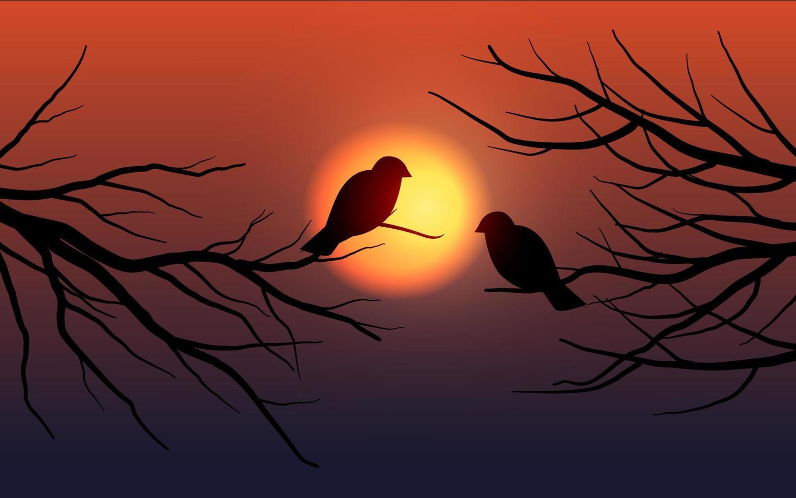 vogels silhouet op zonsondergang achtergrond vector