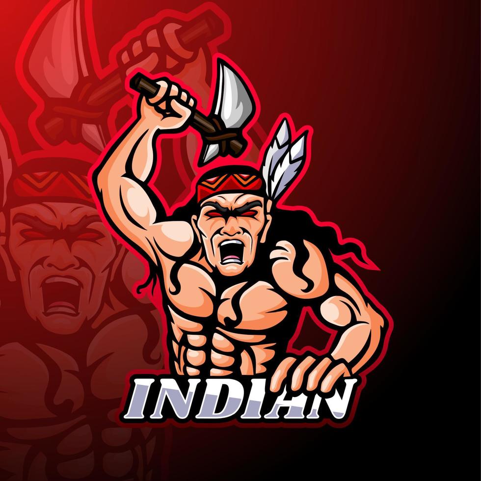 indiase esport logo mascotte ontwerp vector