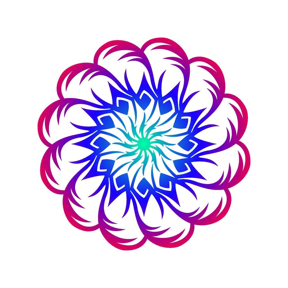 bloemen, mandalakunst, etnisch decoratief element, indisch ornament, gestileerd bloemenrond ornament, vector bloemenmandala