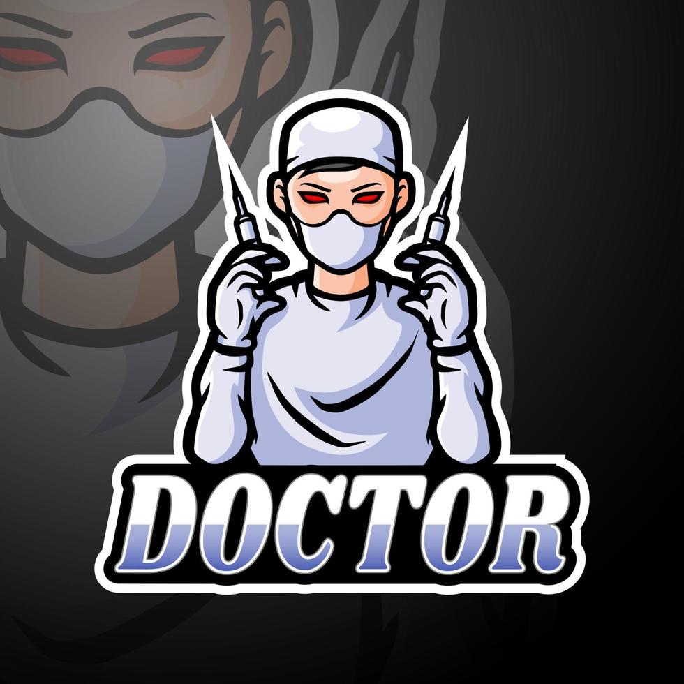 dokter esport logo mascotte ontwerp vector