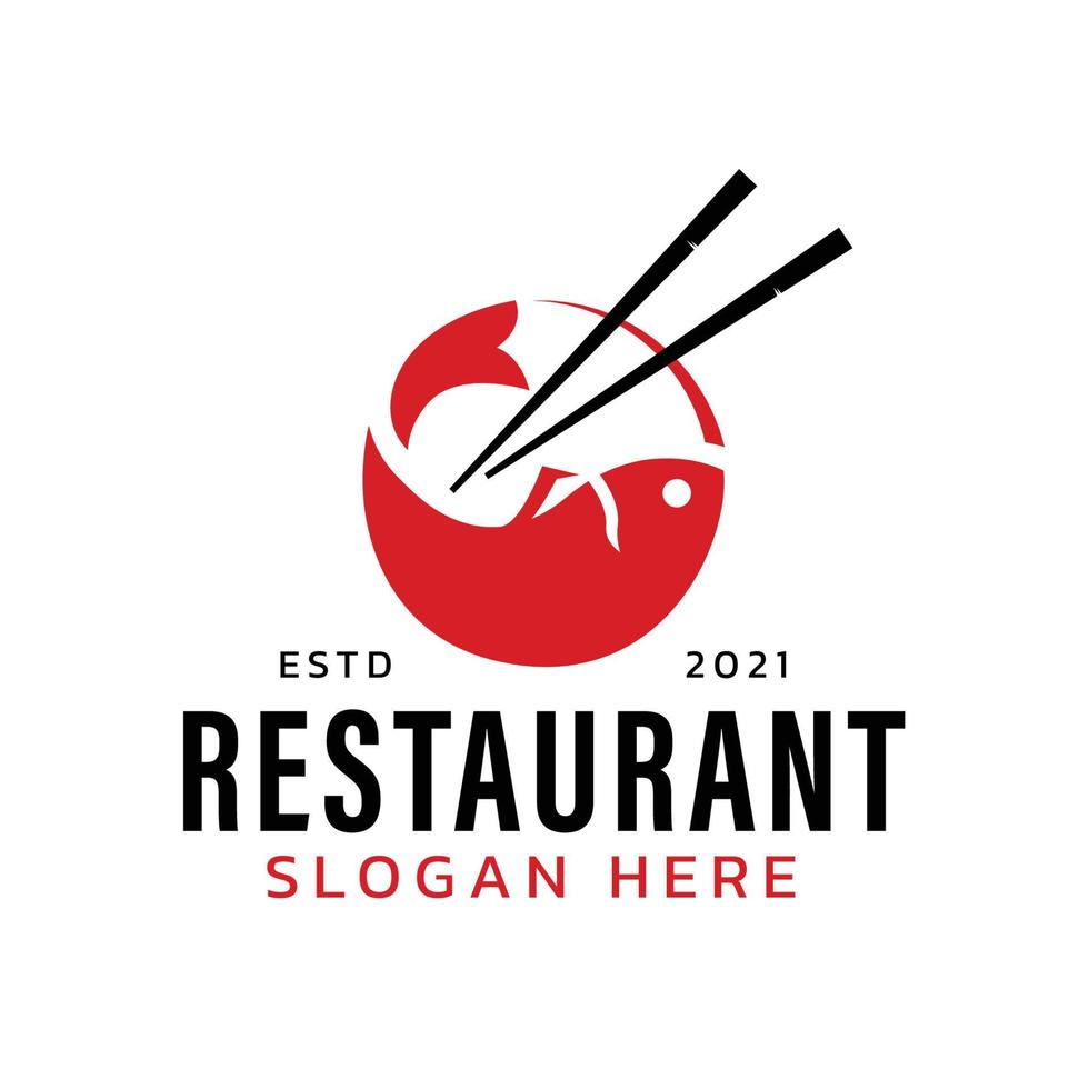 eetstokje swoosh kom oosterse japanse keuken, japanse sushi zeevruchten logo ontwerp inspiratie vector