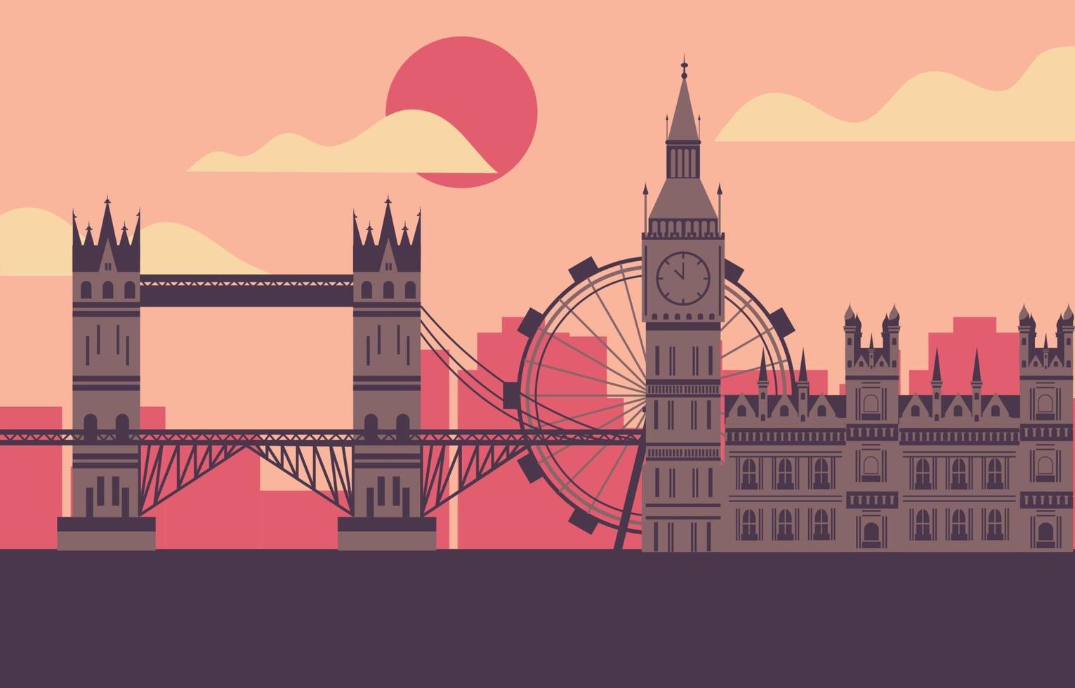 Londen stad vlakke afbeelding pictogram vector