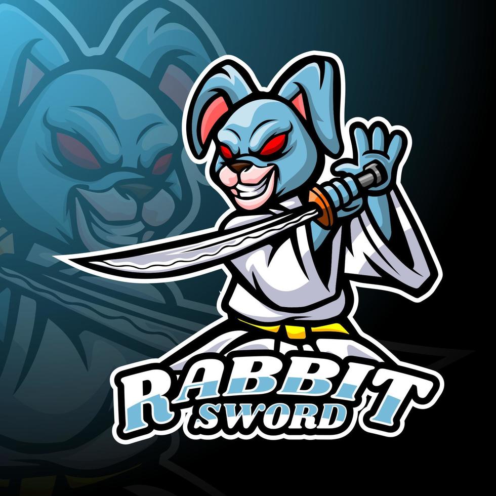 konijn zwaard esport logo mascotte ontwerp vector