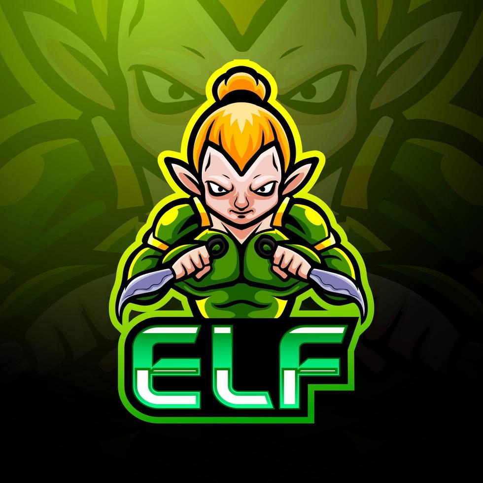 elf esport logo mascotte ontwerp vector