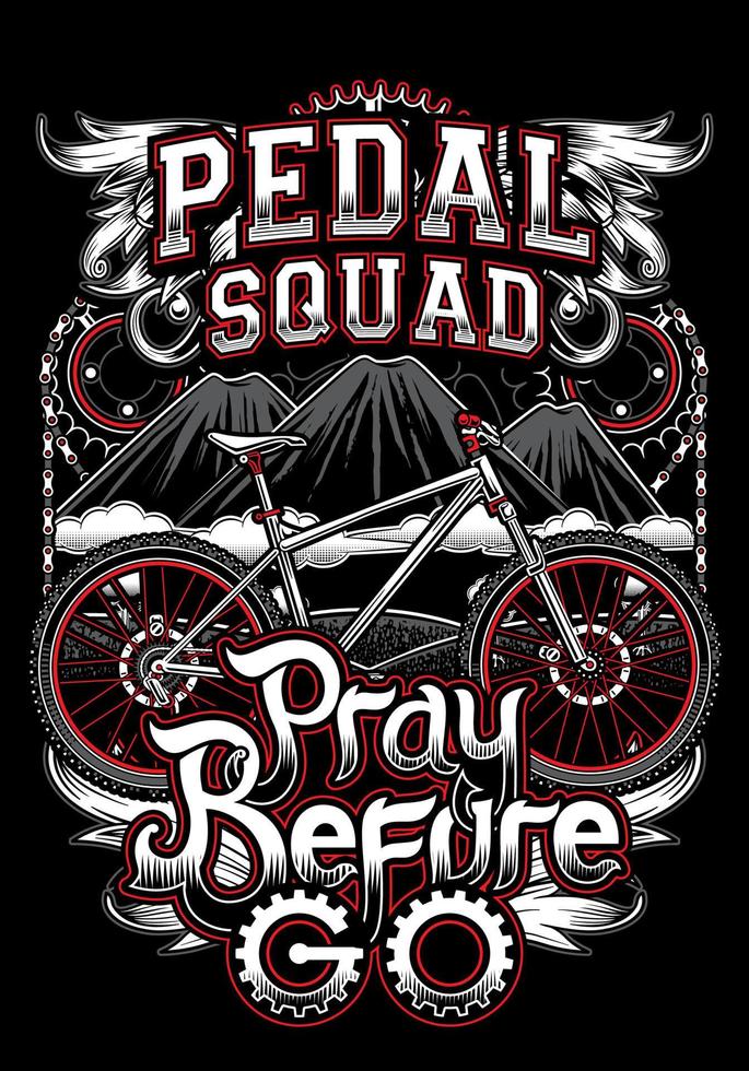 pedaalploeg, mountainbike illustratie voor t-shirt vector