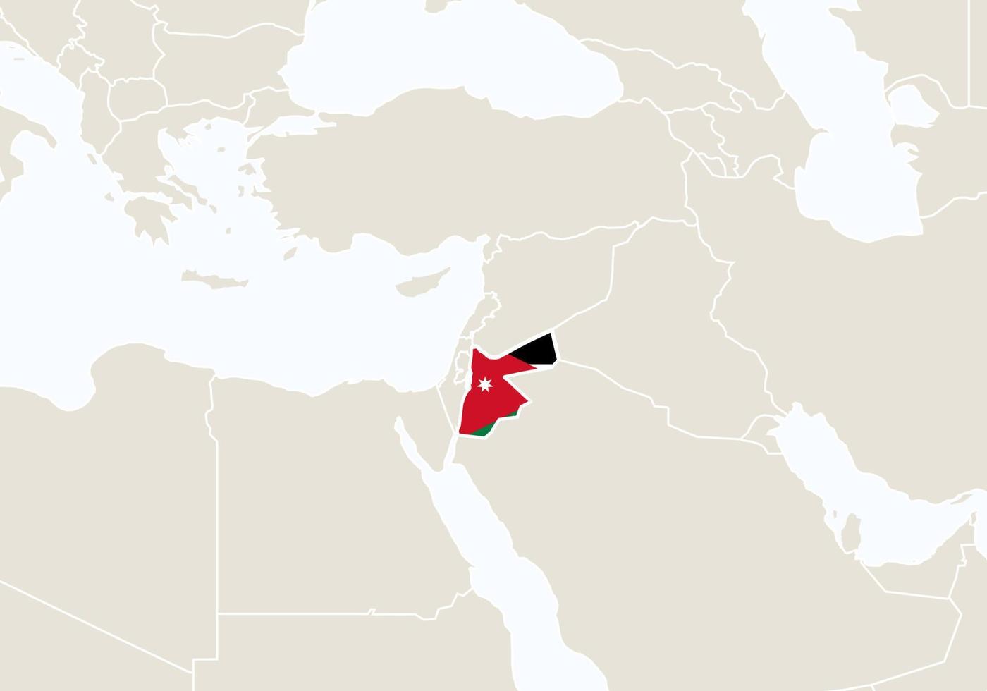 Azië met gemarkeerde kaart van Jordanië. vector