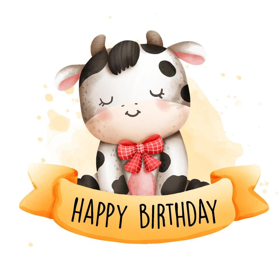 gelukkige verjaardag baby koe. verjaardag. vector illustratie