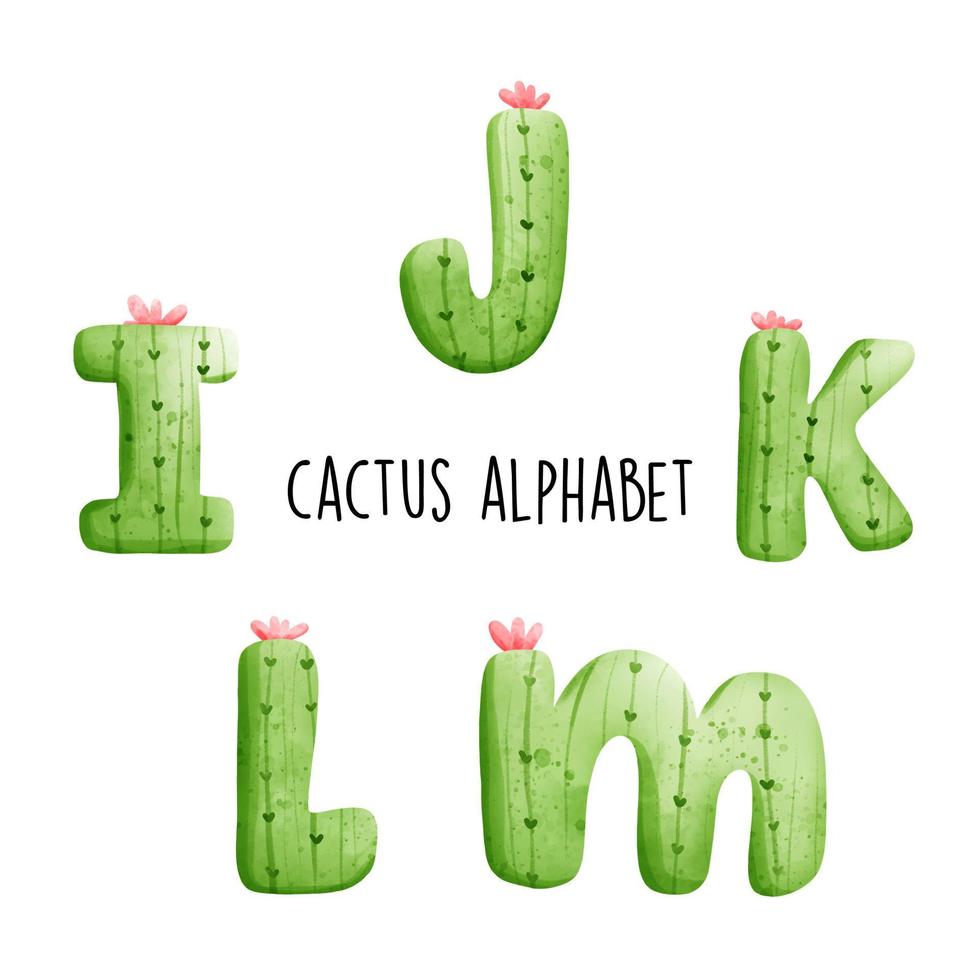 cactus alfabet, cactus brief. vector illustratie