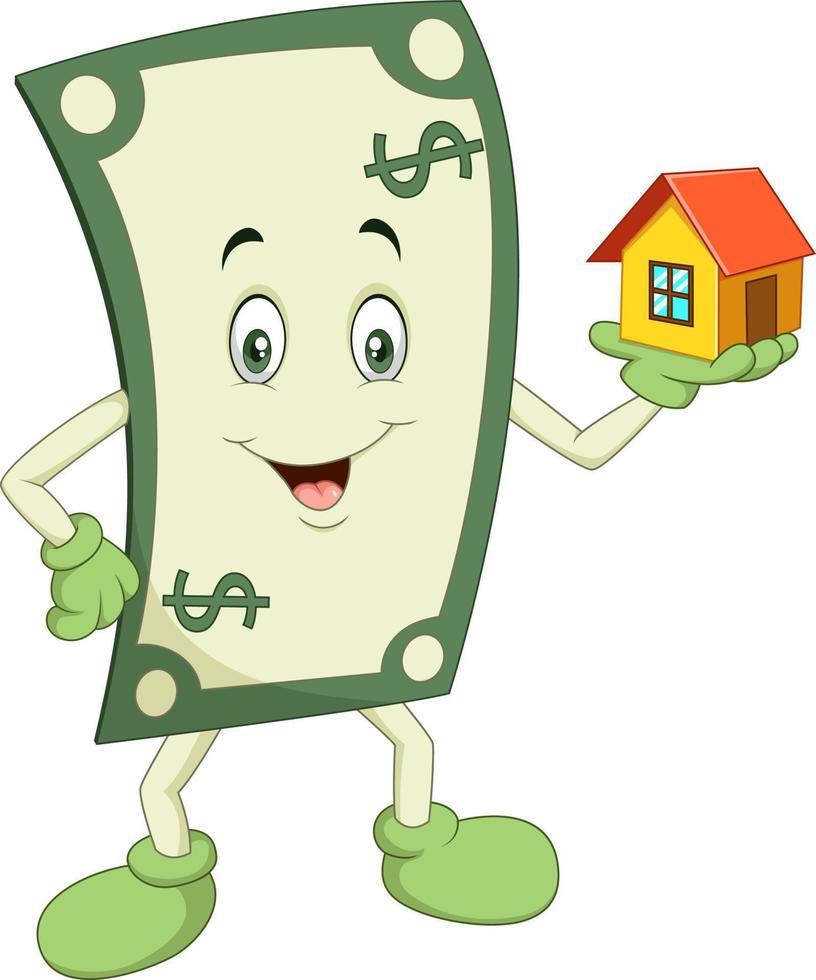 cartoon geld met een huis vector