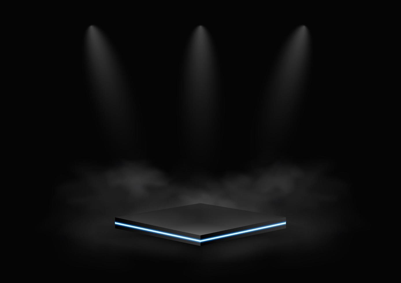 spotlight podium blauwe neon sokkel scene voor product display vector