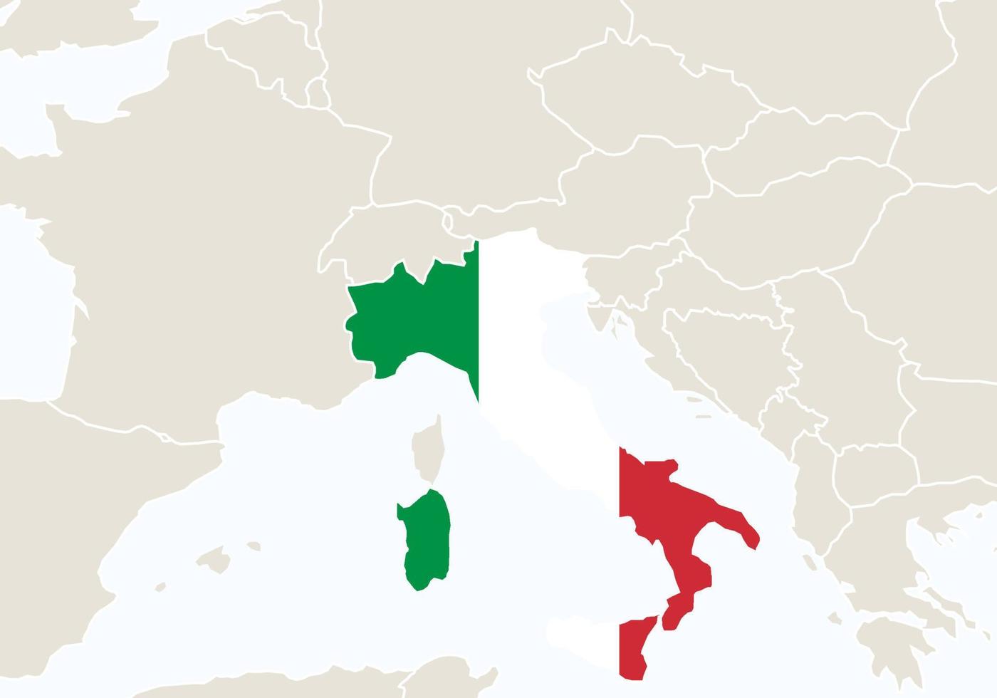 europa met gemarkeerde kaart van italië. vector