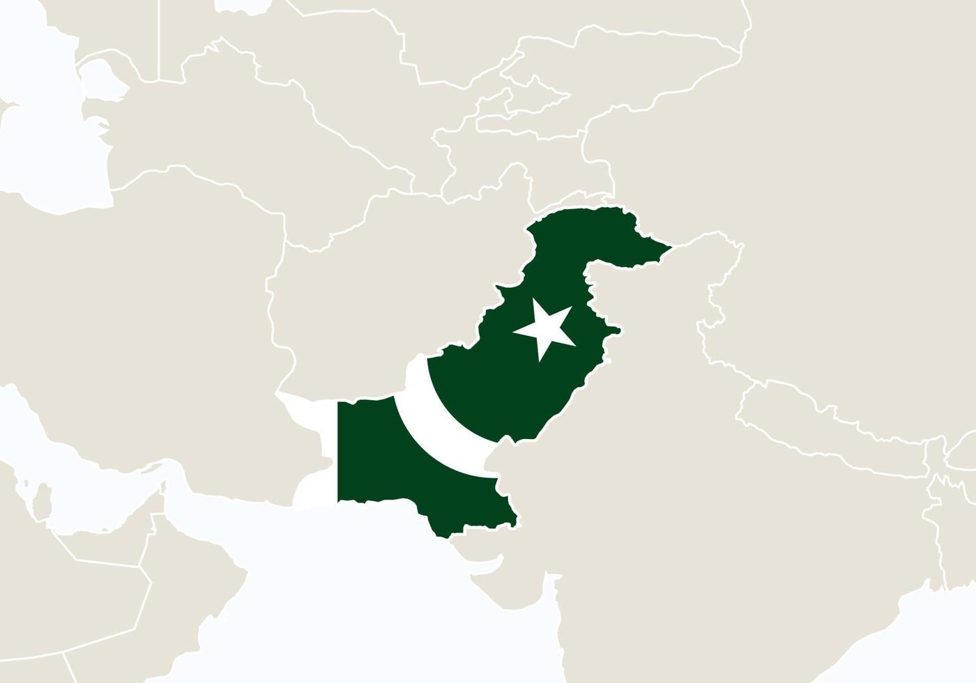 Azië met gemarkeerde kaart van Pakistan. vector