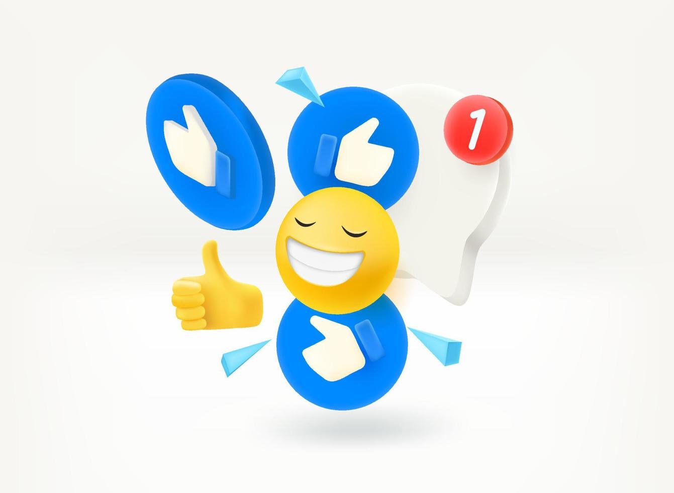 met behulp van sociale media netwerkcommunicatie met emoji en pictogrammen. 3d vectorillustratie vector