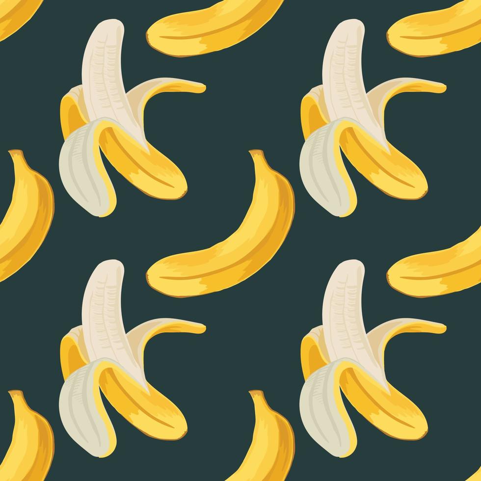 grappig bananen naadloos patroonontwerp op groene achtergrond vector