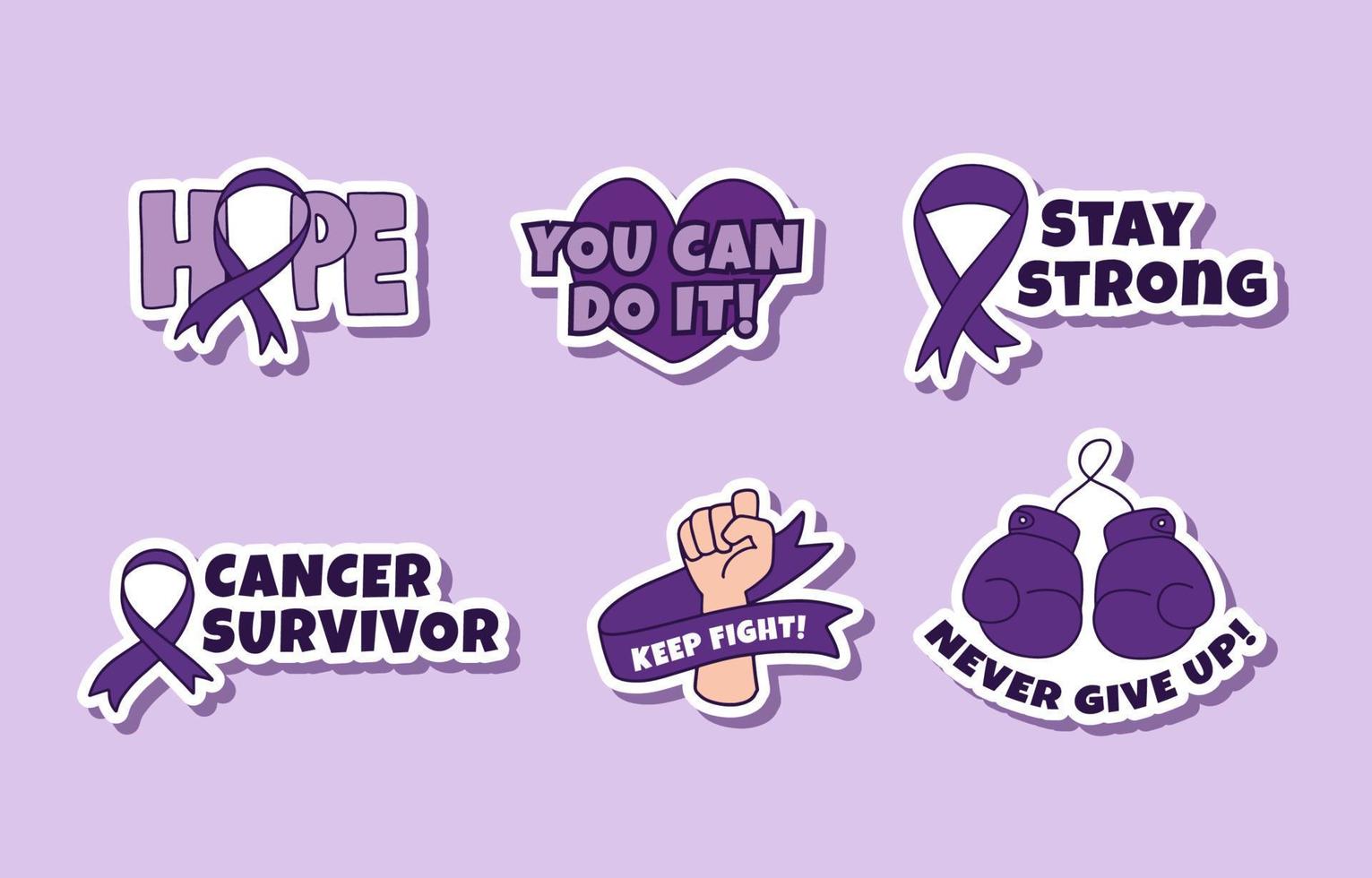 kanker overlevende campagne sticker collectie vector