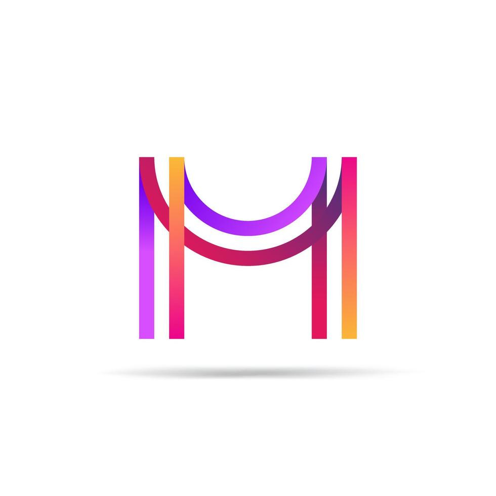 lijn kunst kleurrijke m briefsjabloon logo voor bedrijf. vector