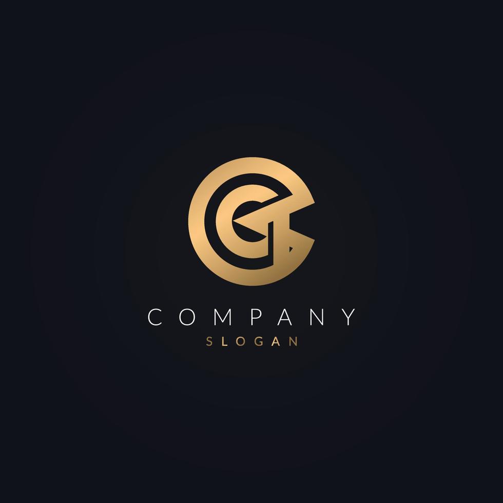 gq logo brief pictogram vector ontwerpsjabloon. moderne qg logo gouden elementen.