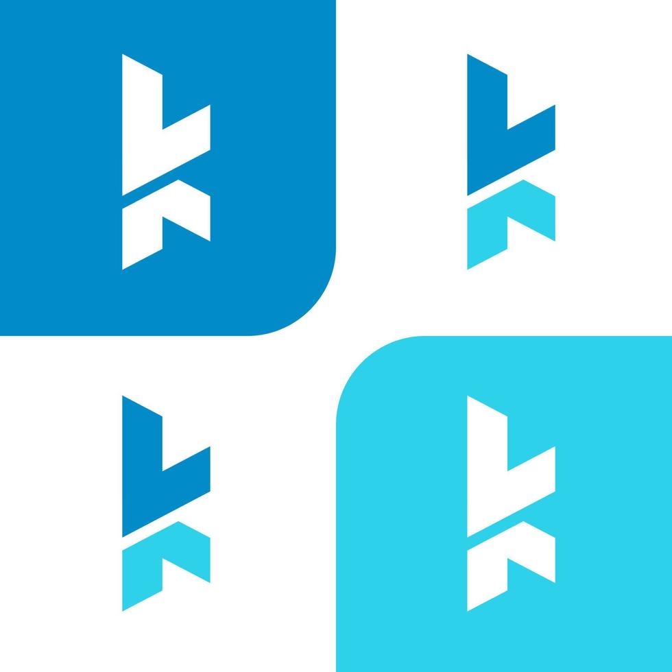 uniek creatief k-logo. stijlvolle ongebruikelijke modemerk blauwe kleur k letterpictogram. vector