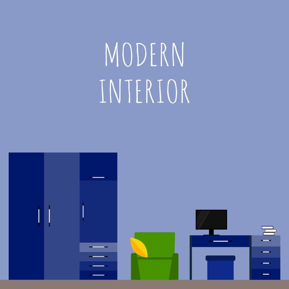 interieur meubels minimalistische grappige cartoon decoratie kaart achtergrond sjabloon vector