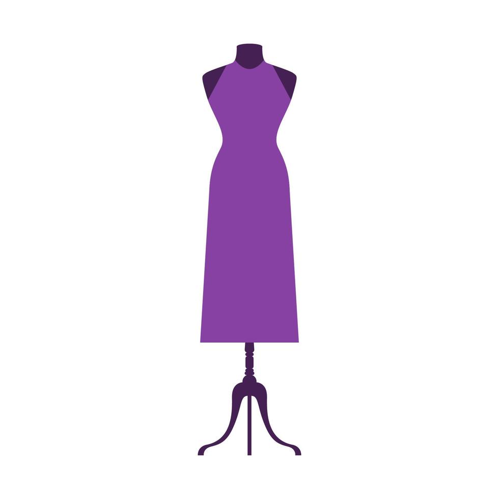 jurk op etalagepop model. platte jurk symbool silhouet. feestkleding stijl fasion ontwerp pictogrammalplaatje vector