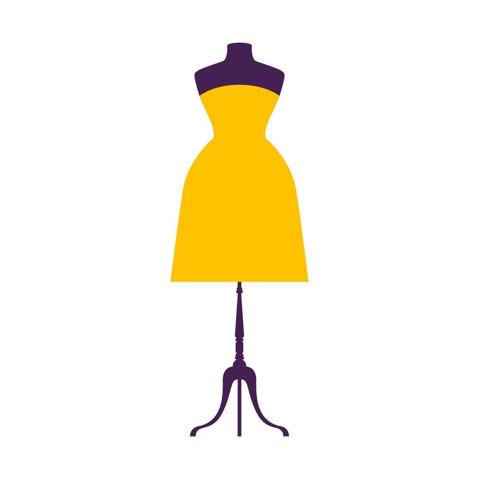 jurk op etalagepop model. platte jurk symbool silhouet. feestkleding stijl fasion ontwerp pictogrammalplaatje vector