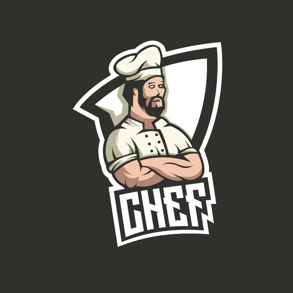 chef-kok mascotte logo ontwerp vector