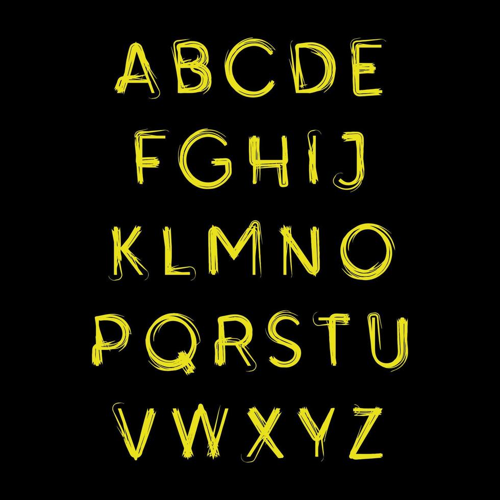 handgetekende borstel alfabet lettertype vector